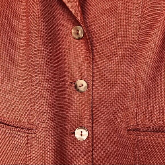 VTG TALBOTS Y2K 10 Orange Silk Wool Blazer Office Corp Core Academia Career Fall - Picture 13 of 16